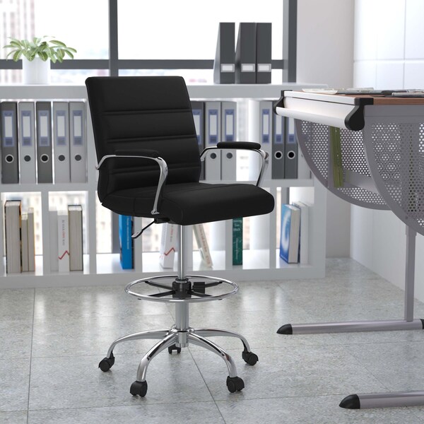 Flash Furniture Black LeatherSoft Drafting Chair with Foot Ring GO-2286B-BK-GG - main